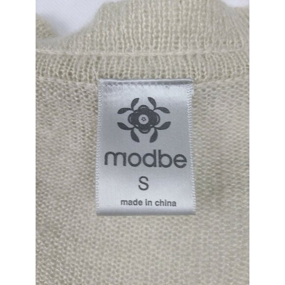 Modbe Womens Button Front Cardigan Small Beige Long Sleeve Ruffle Fairy - Picture 6 of 7